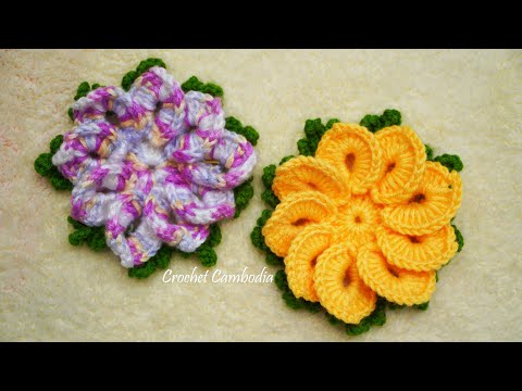 How To Crochet A 3D Flower, Como fazer um crochê de flores em 3D, Crochet una flor 3D paso a paso