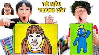 Gấu Đỏ TV - Cuộc Thi Tô Màu Tranh Cát  Hà Sam Và RAINBOW FRIENDS - Nhà Vua Và Ăn Mày Ai Thắng ?