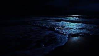 Goodbye to Fall Asleep in 3 Minutes with Ocean Sounds on Beach at Night, Ocean Sounds for Deep Sleep