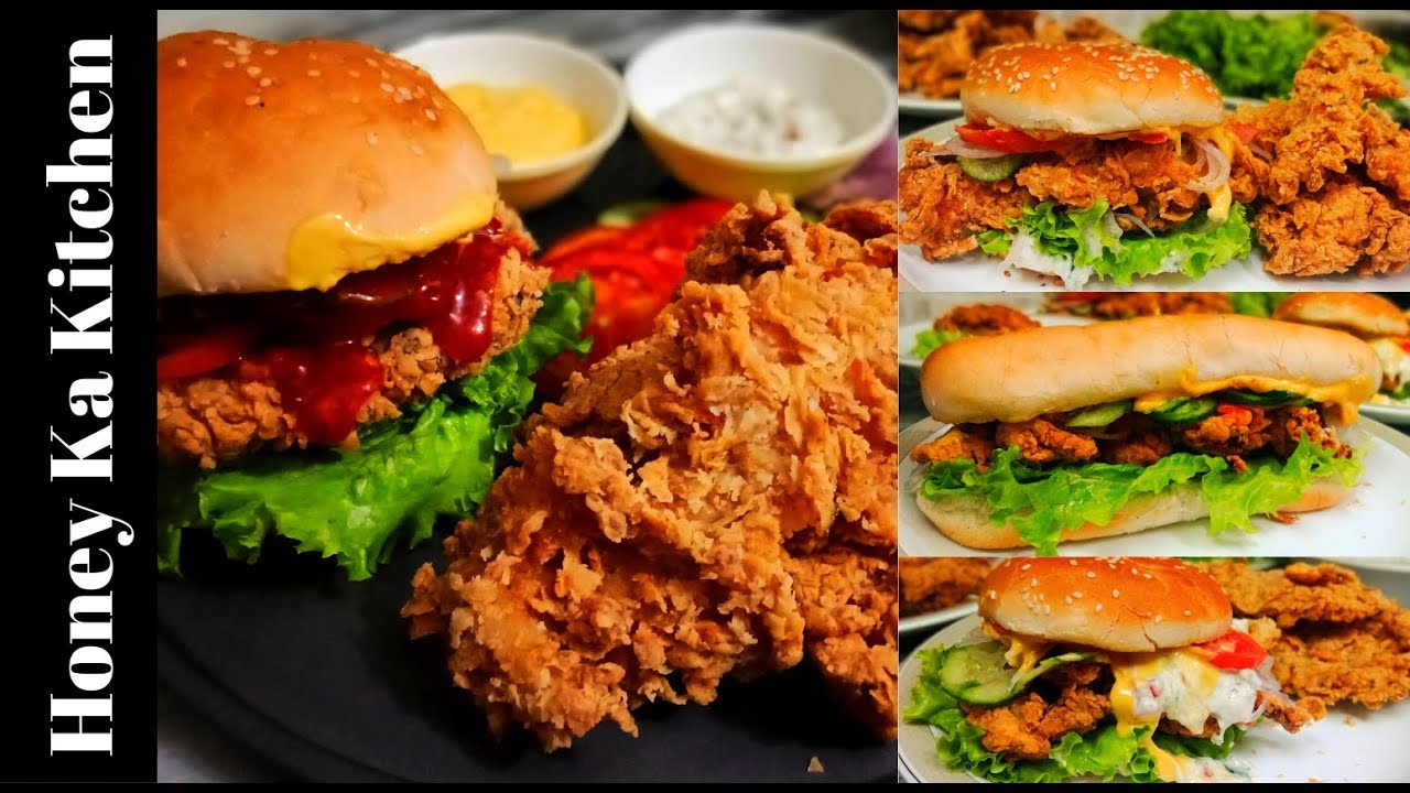 Zinger Burger With 2 Sauces Recipe KFC Style Zinger Burger Chicken Burger By Honey Ka Zinger Burger With 2 Sauces Recipe KFC Style Zinger Burger Chicken Burger By Honey Ka