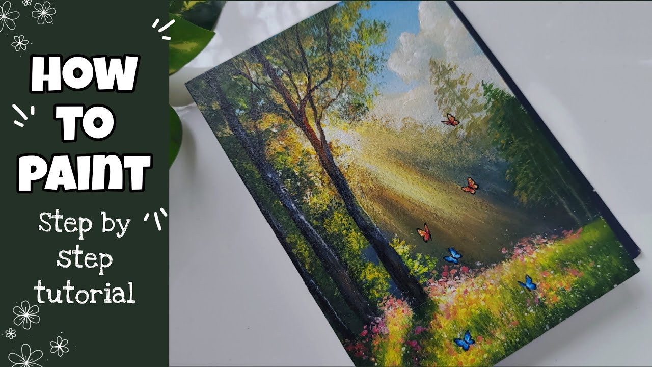 Acrylic Painting ||Step by Step Tutorial ||Forest Meadow ||How to Paint ...