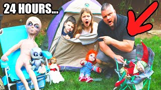 24 Hours IN A TENT OVERNIGHT WITH AUBREY & CALEB! Villains ARE Back!
