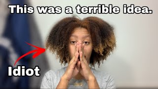 I tried BLEACHING my NATURAL HAIR from BLACK to HONEY BLONDE COMPLETE FAIL hilarious