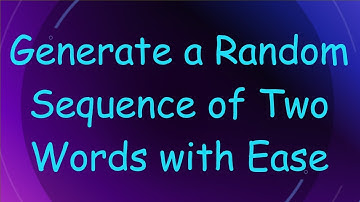 Generate a Random Sequence of Two Words with Ease