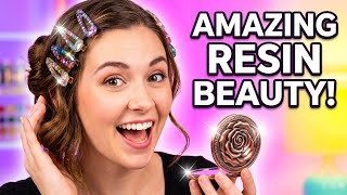 INTORESIN BARRETTES and A ROSE COMPACT MIRROR
