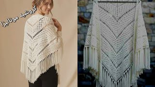 كروشيه شال مثلث/كاب/كارديجان بغرزة جرانى part 1⚘️💞 Easy crochet Granny Triangle Shawl