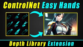 stable diffusion controlnet depth library extension | easy hands | controlnet guidance start hands