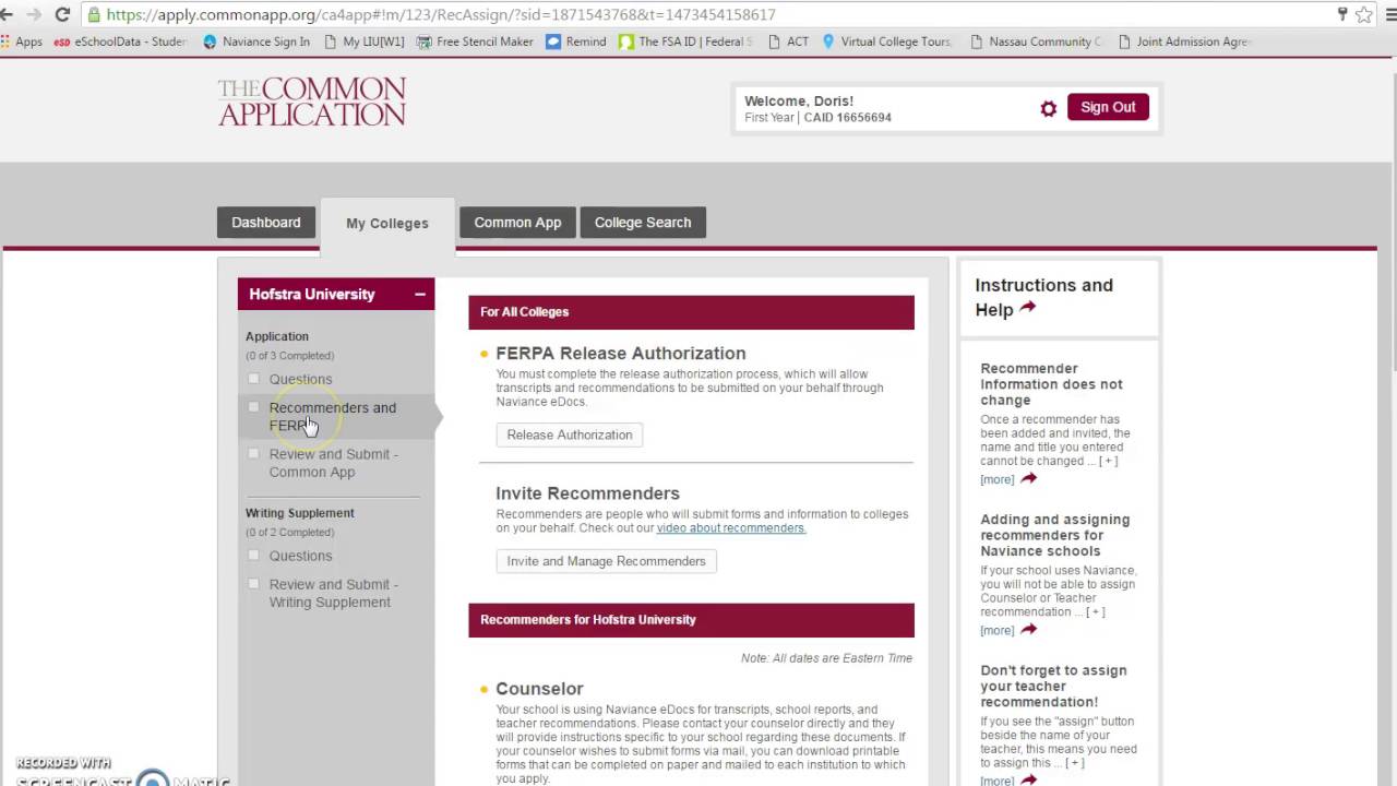 Common Application Ferpa Waiver Instructions And Naviance Matching Process Youtube