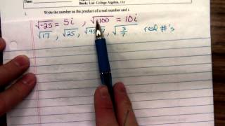 Math 1314 Complex Numbers Lecture Part 1