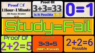 Impossible math tricks/2 2=5,2 2=6,0=1,3 3=5,3 3=33, study =fail,1hour=1min #shreyasighosh