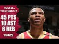 Russell Westbrook drops season-high 45 points for Rockets vs. Timberwolves | 2019-20 NBA Highlights
