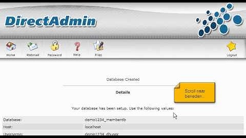 Aanmaken MySQL database in DirectAdmin