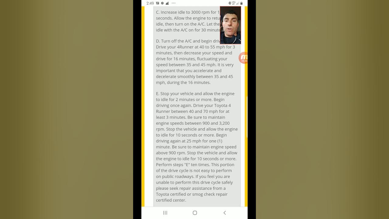 How to run the Toyota 4Runner Drive Cycle to Set Emission Monitors
