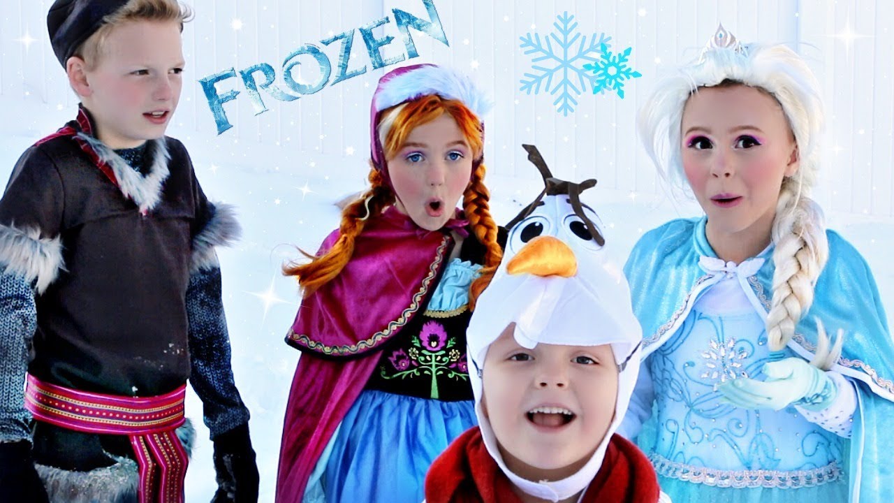 Frozen Elsa Anna And Kristoff Build Snowman Olaf Without Magic