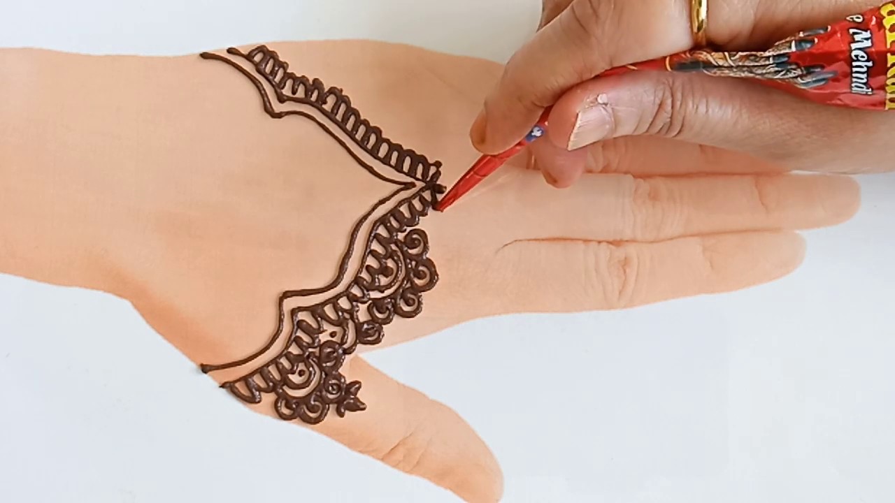 Simple cute arabic back hand henna mehndi design - tattoo - YouTube