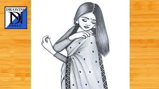 How to draw a Girl in saree -Pencil sketch || Drawing video for ...