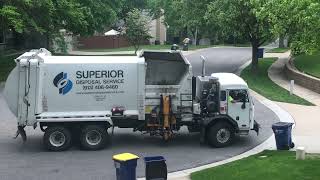 Lenexa Trash Truck 8, Knocks Over Can and Pops It Back Up with Grabber Arm, AWESOME!!!!