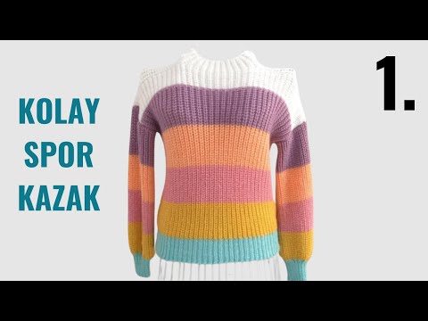 Dizilerdeki Kazakları Kızlarınıza Örün / Renkli Spor Kazak Yapımı PART 1/ ÖRGÜ KAZAK MODELLERİ