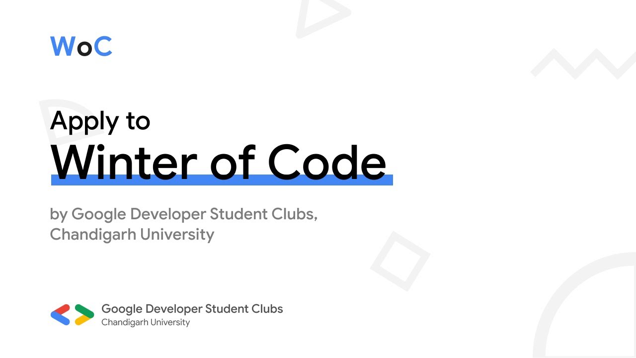 Winter of Code 2021 GDSC CU YouTube