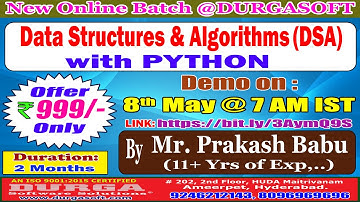 Data Structures & Algorithms with PYTHON Online Training @ DURGASOFT