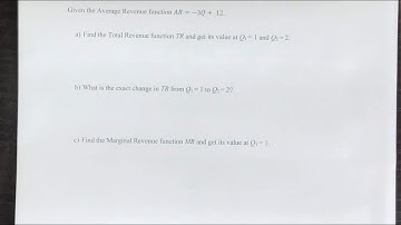 Applications of Differentiation, Marginal Revenue, Average Revenue