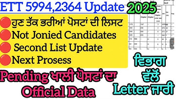 ETT 5994,2364 Update 2025 / ਖਾਲੀ ਪੋਸਟਾਂ ਦਾ Official Data / 