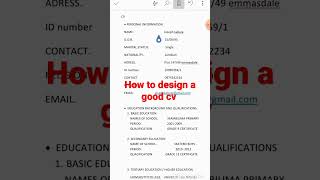how to write a good CV for a job. application