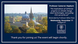 Post-COP26 talk and Q&A with Professor Cameron Hepburn