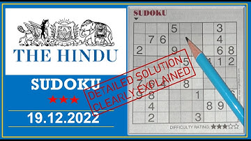How to Solve 3 Star Hindu  Sudoku Dec 19,  2022 -  Step By Step Solution