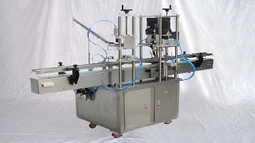 Testing spray pump caps capping machines screw capper for American buyer 出口美國泵頭蓋旋蓋機