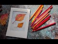 Осенние листочки цветными карандашами