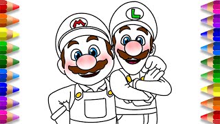 Drawing MARIO LUIGI Coloring Pages | Super Mario Bros 2023