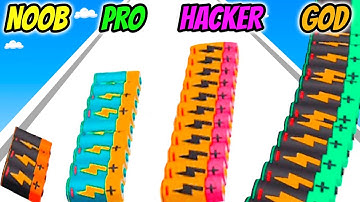NOOB vs PRO vs HACKER vs GOD - Battery Run 3D