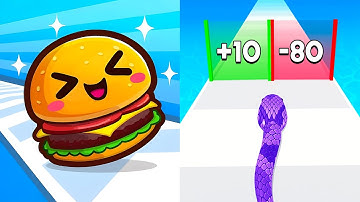 Food Run Vs Snake Run All Level Gameplay Android, iOS