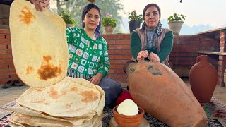 Daily village life;Baking lavash bread and making rustic butter