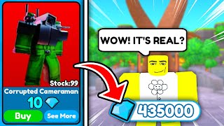 😱I FOUND A LOT OF CORRUPTED CAMERAMAN!🤯LUCKY MARKETPLACE! 💎- Toilet Tower Defense | Roblox