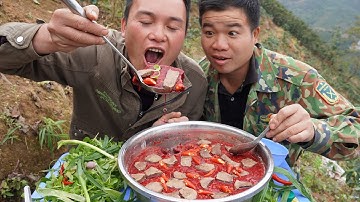 Chậu tiết canh siêu to của chú anh