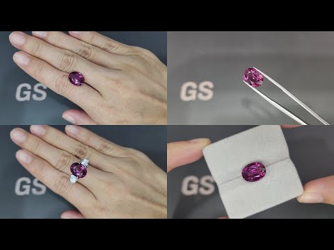 Rhodolith-granat oval geschliffener, leuchtend rosa 6,35 karat,Tansania Video  № 1
