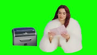 Green Screen Dua Lipa Reading a Question and Shredding It Meme