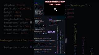 CREATED ANIMATED HAMBURGER MENU USING HTML / CSS / JAVASCRIPT