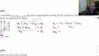 a1.2.8 infinitely many solutions, parametric form