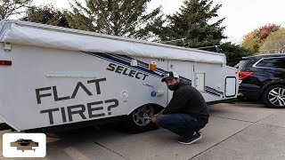 HELP! How to Change a Pop Up Camper FLAT TIRE | Tools, Tips, & Tricks