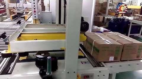 Customer side testing video of automatic H type tape carton box sealing packing machine