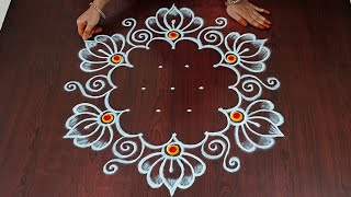 5×3dots easy rangoli|daily muggulu|thipkyanchi,festival rangoli|traditional rangoli#Rang Kaa Rangoli