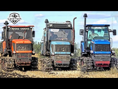 Видео: Гусеничные тракторы ВТ-90, ВТГ-90 и АГРОМАШ-90ТГ пашут поле вместе! ДТ-75 жив!