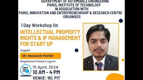 Workshop on “Intellectual Property Rights & IP Management for Start-Up”