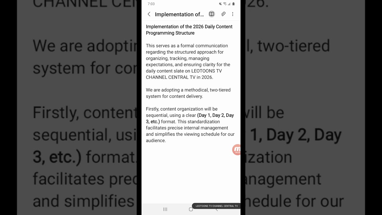 Implementation of the 2026 Daily Content Programming Structure 