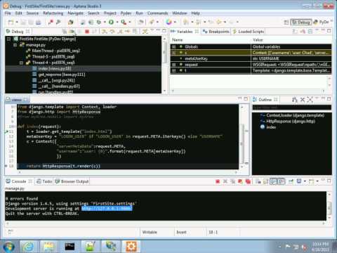 Debugging DJango in Aptana