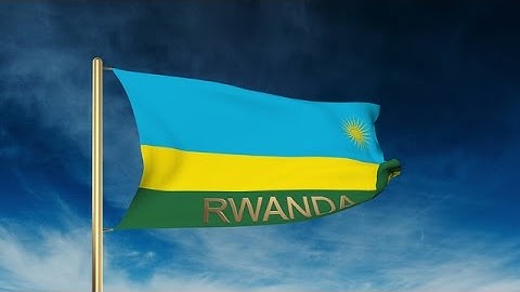Rwanda Flag Slider Style With Title. Waving In The Wind With Cloud Background An Stock Animation