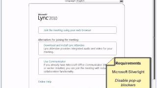 Lync 2010 | Join online meetings with the Lync Web App screenshot 3